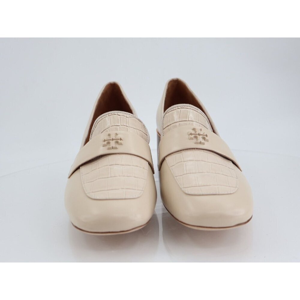 Tory Burch Everly 55mm Women 11 Loafers Cream Embossed Croc Leather Block Heel - Picture 3 of 15